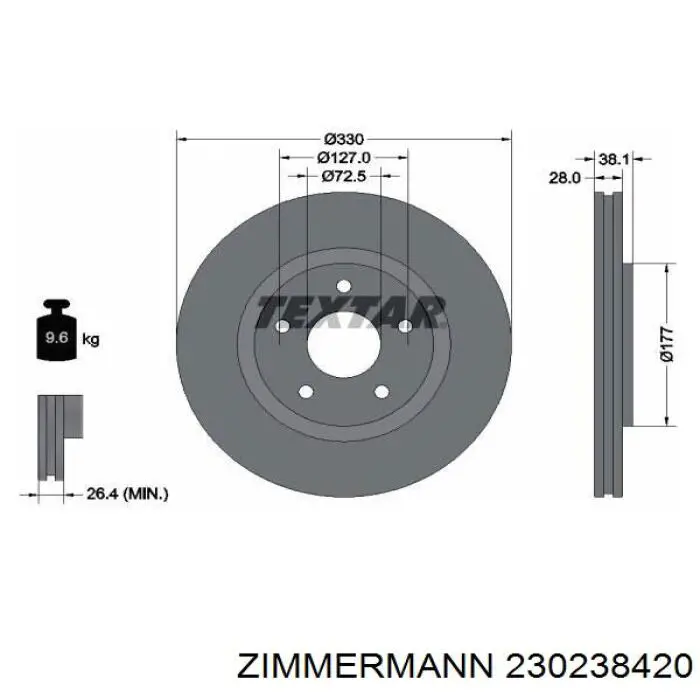 230238420 Zimmermann disco do freio dianteiro