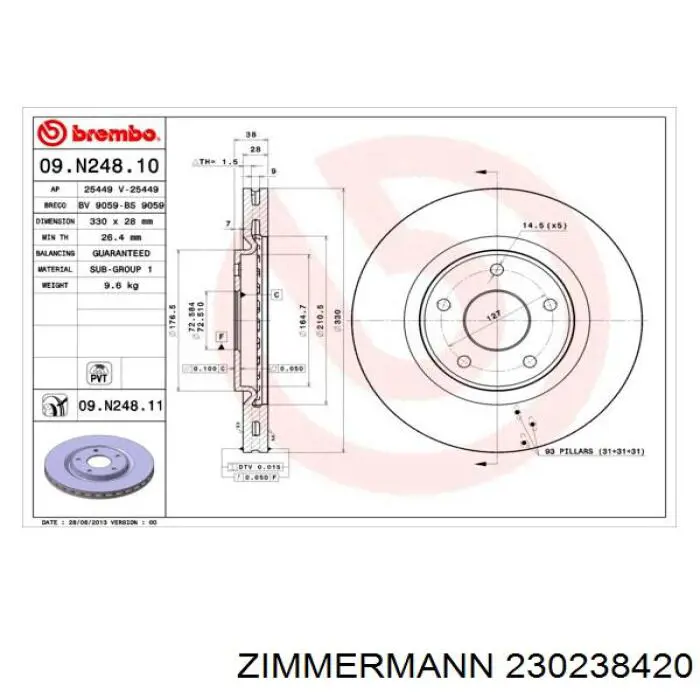 Купить 230238420 Zimmermann Ротор тормозной