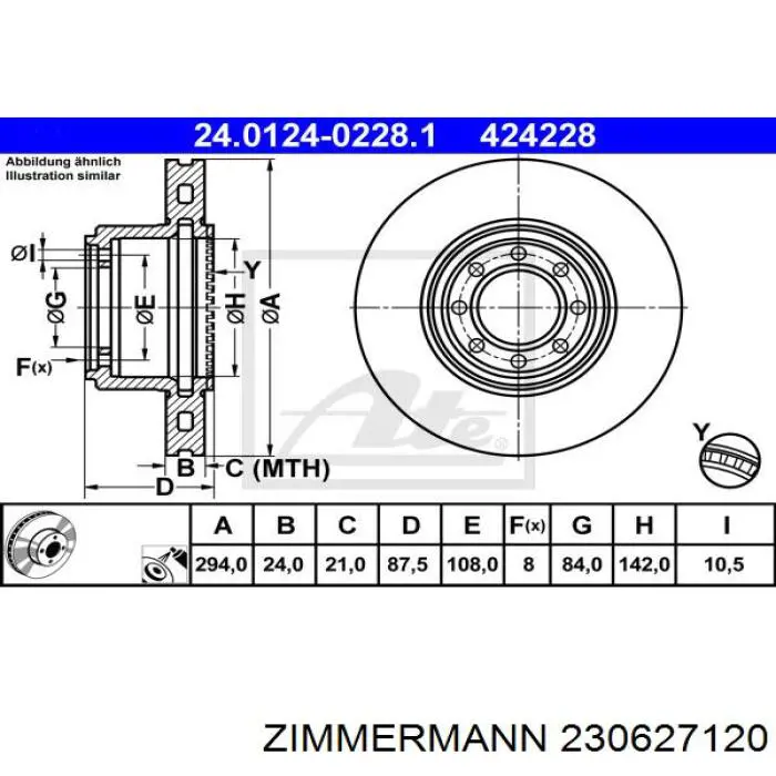 Купить 230627120 Zimmermann Диск тормозной задний