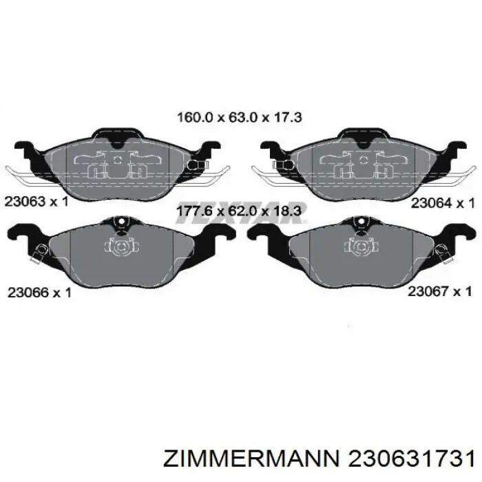 Купить 230631731 Zimmermann Колодки тормозные