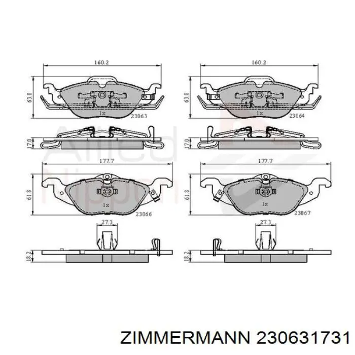 Передние тормозные колодки 230631731 Zimmermann