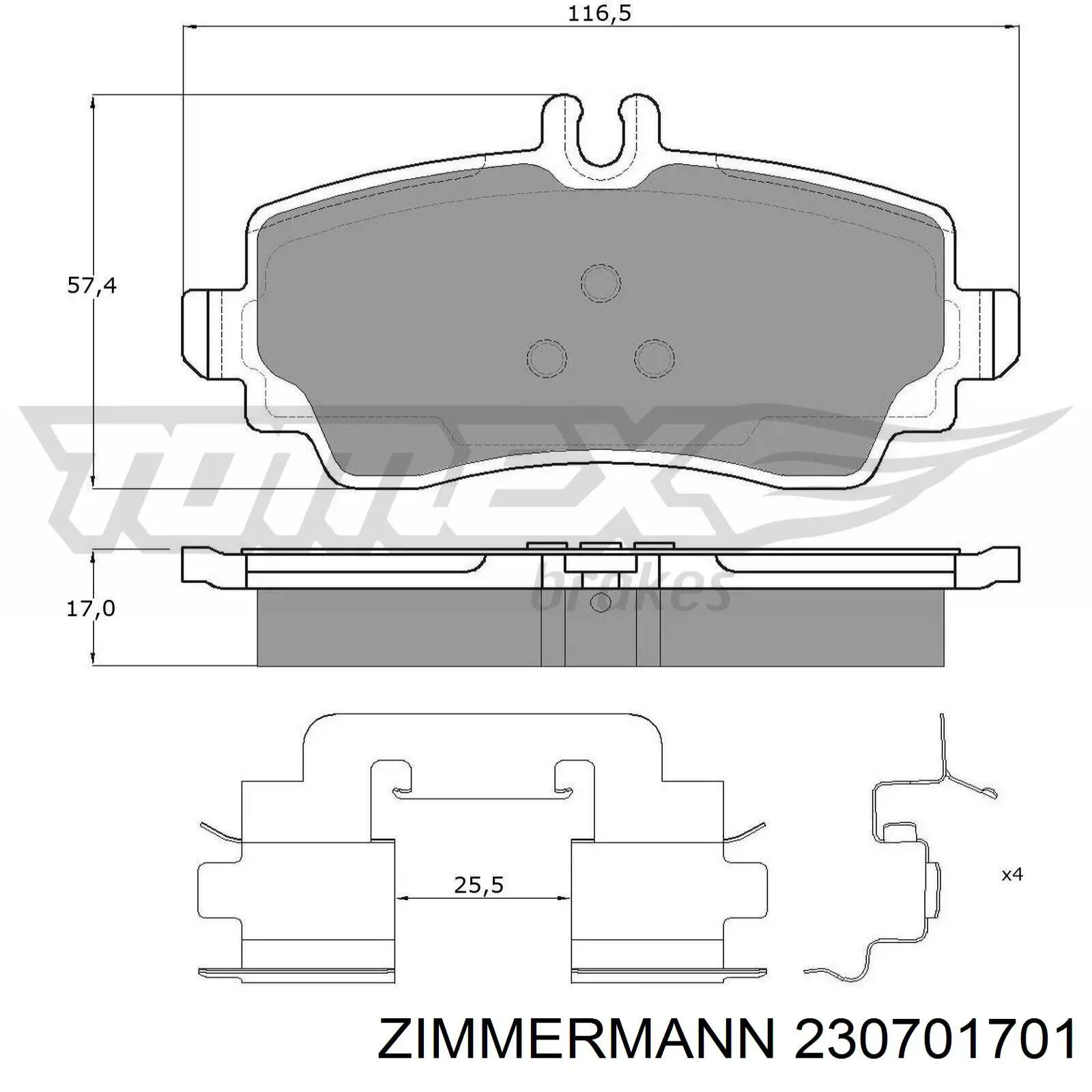 Передние тормозные колодки 230701701 Zimmermann