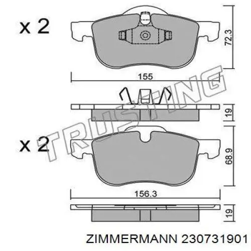 Тормозные колодки Zimmermann 230731901