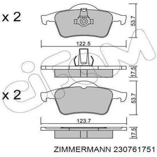 Купить 230761751 Zimmermann Колодки тормозные задние, дисковые