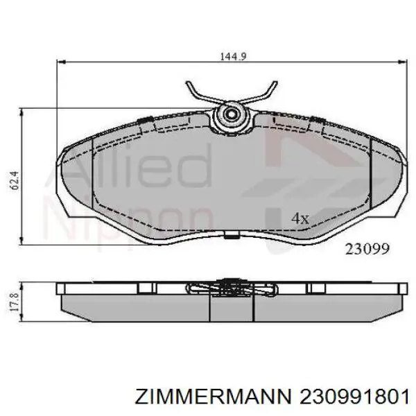 Колодки Zimmermann 230991801 цена, от 23.89 USD