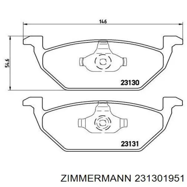 Передние тормозные колодки 231301951 Zimmermann