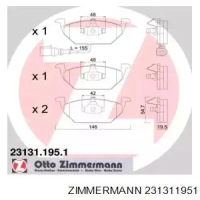 Передние тормозные колодки 231311951 Zimmermann
