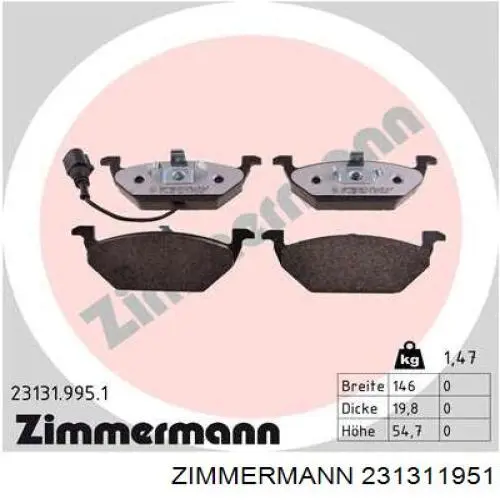 Колодки Zimmermann 231311951 цена, от 28.59 USD