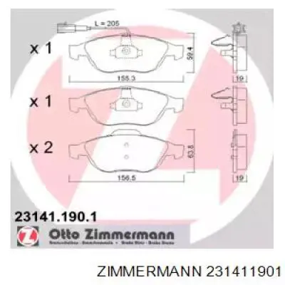 Передние тормозные колодки 231411901 Zimmermann