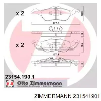 Передние тормозные колодки 231541901 Zimmermann