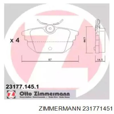 23177.145.1 Zimmermann колодки тормозные задние дисковые