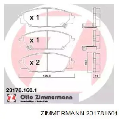 Тормозные колодки Zimmermann 231781601