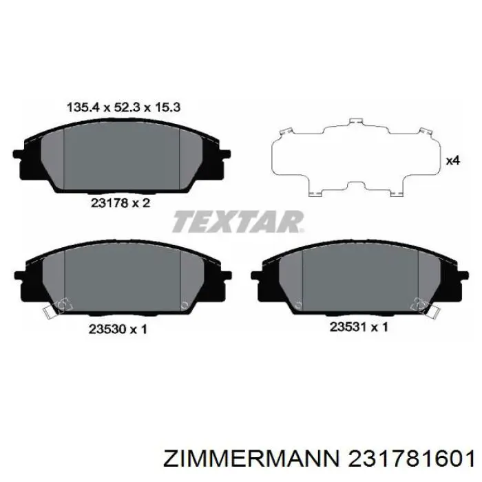 Pastillas de freno delanteras 231781601 Zimmermann