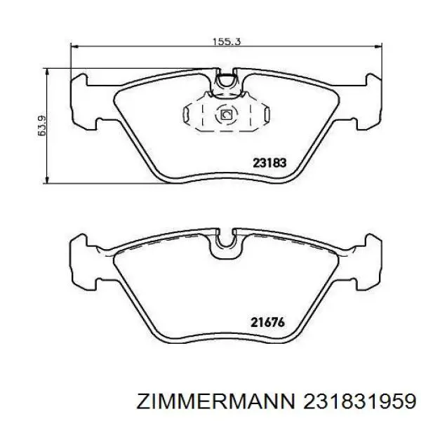 Передние тормозные колодки 231831959 Zimmermann