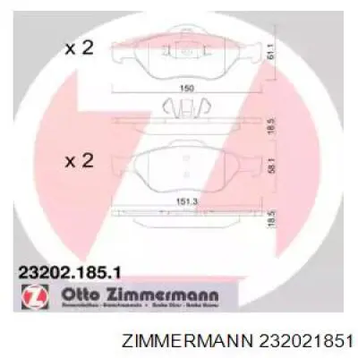 Купить 232021851 Zimmermann Колодки тормозные