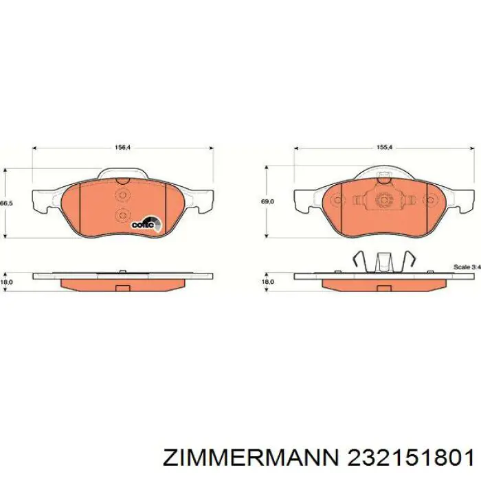 Тормозные колодки Zimmermann 232151801