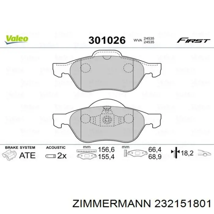 Колодки Zimmermann 232151801 цена, от 26.25 USD