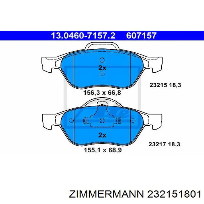 Купить 232151801 Zimmermann Колодки тормозные