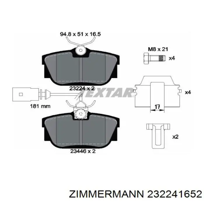Колодки дисковые  Zimmermann 232241652 цена, от 22.62 USD