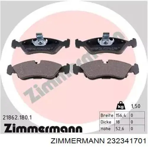 Колодки Zimmermann 232341701 цена, от 25.23 USD