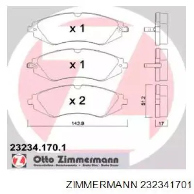 Купить 232341701 Zimmermann Колодки тормозные
