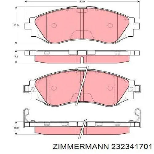 Передние тормозные колодки 232341701 Zimmermann