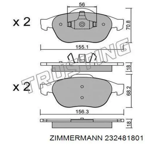 Передние тормозные колодки 232481801 Zimmermann