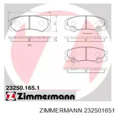 Передние тормозные колодки 232501651 Zimmermann