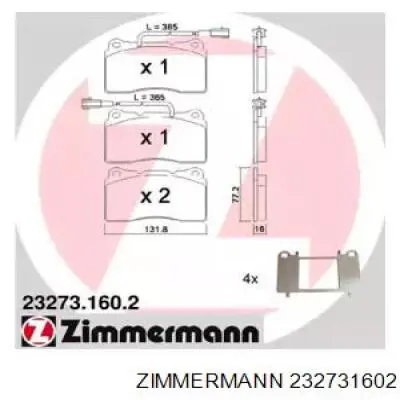 Передние тормозные колодки 232731602 Zimmermann