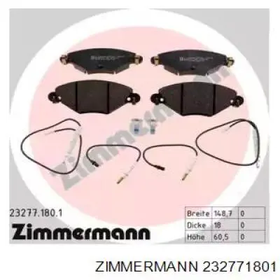 23277.180.1 Zimmermann колодки тормозные передние дисковые