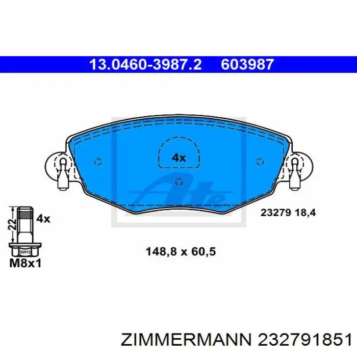 Купить 232791851 Zimmermann Колодки тормозные