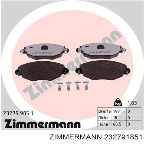 Колодки Zimmermann 232791851 цена, от 32.80 USD