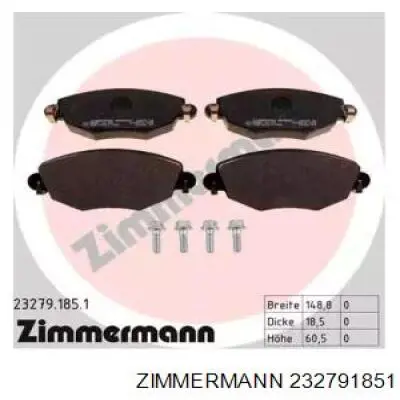 Передние тормозные колодки 232791851 Zimmermann