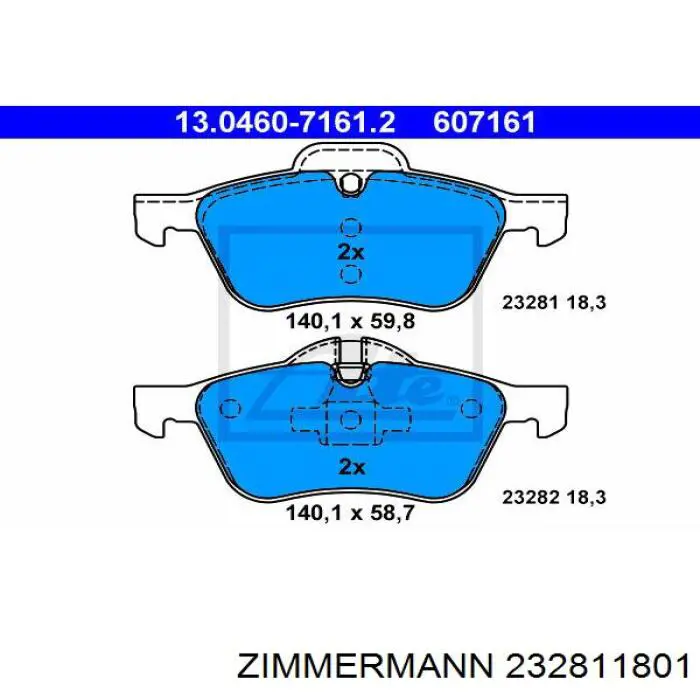 Купить 232811801 Zimmermann Колодки тормозные