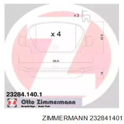 23284.140.1 Zimmermann задние тормозные колодки