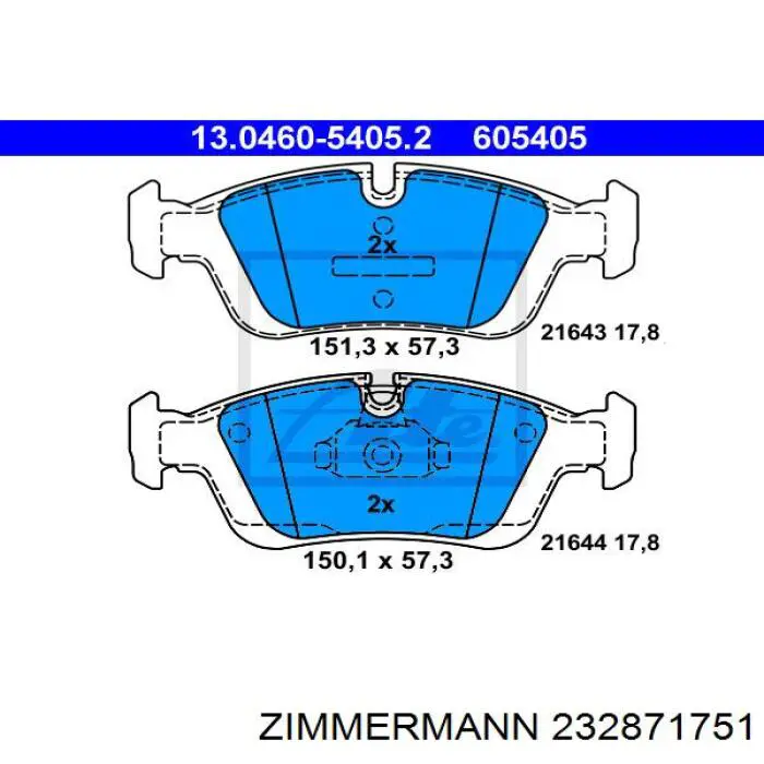 Передние тормозные колодки 232871751 Zimmermann