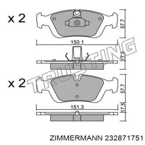 Купить 232871751 Zimmermann Колодки тормозные