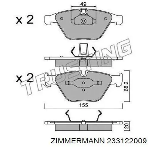 Колодки Zimmermann 233122009 цена, от 46.87 USD