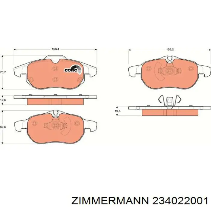 Тормозные колодки Zimmermann 234022001