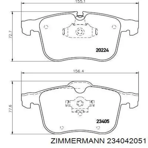 Купить 234042051 Zimmermann Колодки тормозные