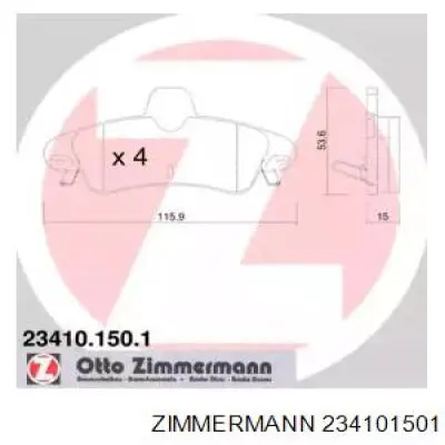 23410.150.1 Zimmermann колодки тормозные задние дисковые