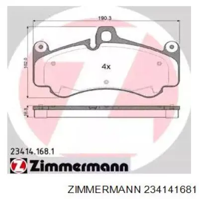 Передние тормозные колодки 234141681 Zimmermann