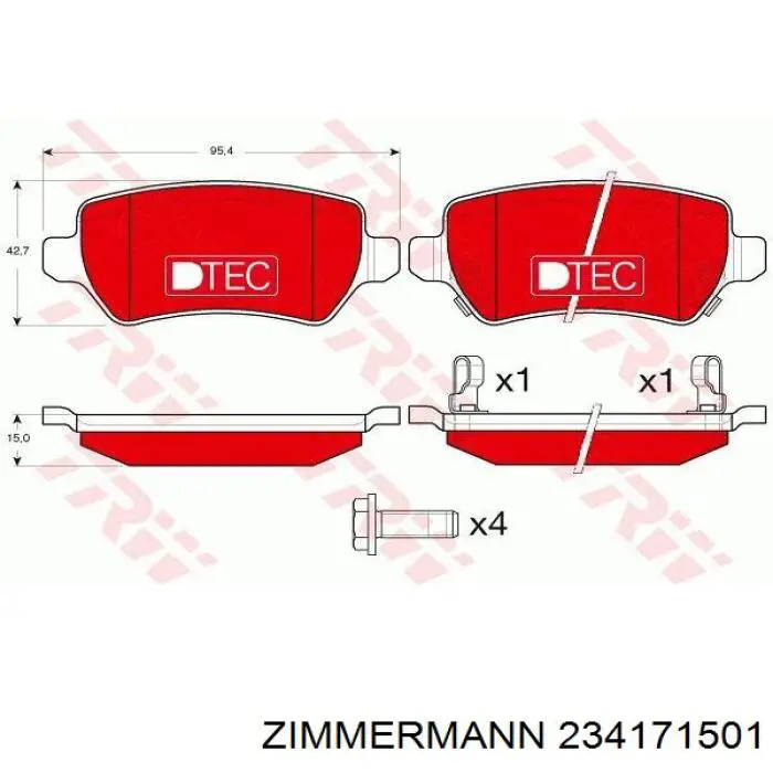Купить 234171501 Zimmermann Колодки тормозные задние, дисковые