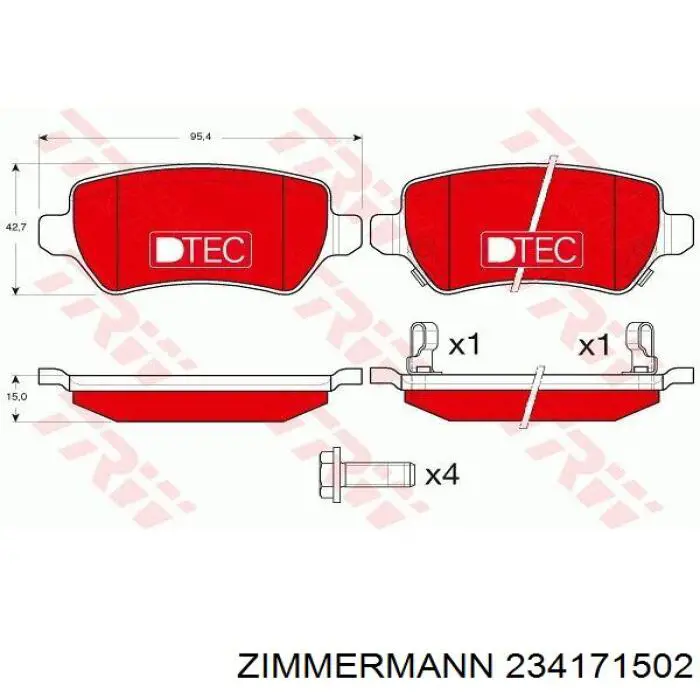 Колодки дисковые  Zimmermann 234171502 цена, от 20.03 USD