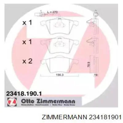 Колодки Zimmermann 234181901 цена, от 38.70 USD