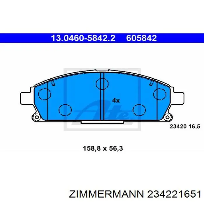 Купить 234221651 Zimmermann Колодки тормозные