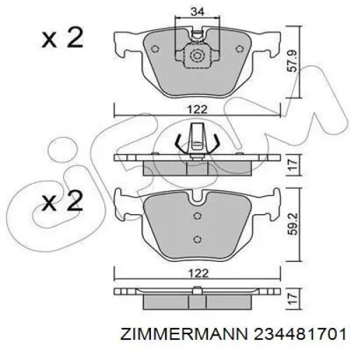 Задние дисковые колодки Zimmermann 234481701