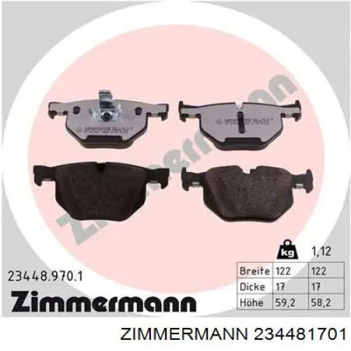 Колодки дисковые  Zimmermann 234481701 цена, от 71.56 USD