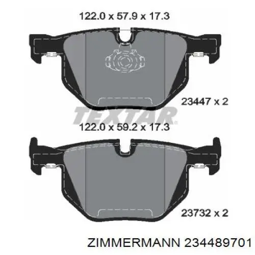 Купить 234489701 Zimmermann Колодки тормозные задние, дисковые