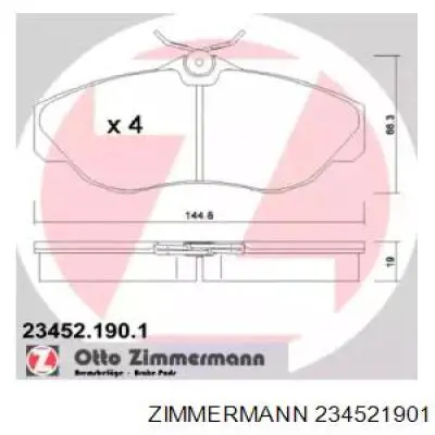 Передние тормозные колодки 234521901 Zimmermann